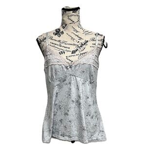 Vintage Y2k Marilyn Monroe Floral Babydoll Cami Beach Coastal Boho Lace Trim XL